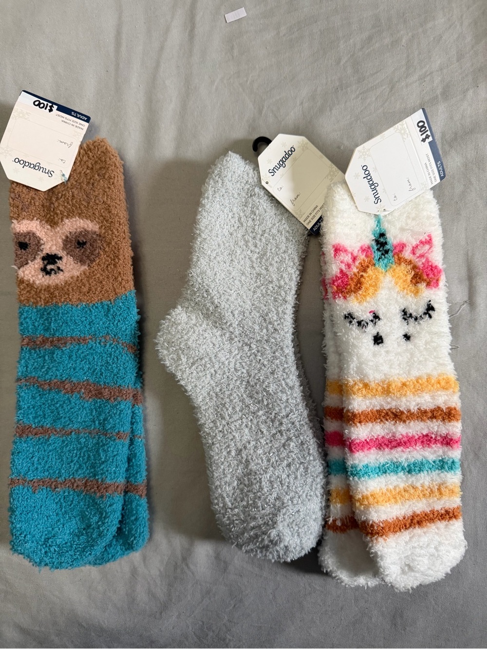 Smiggle Cozy Women's Slipper Socks - Multicolor Blue, Gray & White Unicorn Set
